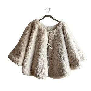 Nordstrom Rack Off-White Fuzzy Wedding Wrap Bridal Shawl Winter Princess Poncho